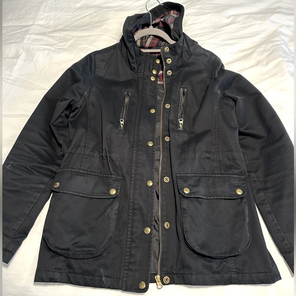 Topshop Talbot Elbow Patch Utility Jacket Hooded Coat UK 12 - US 8